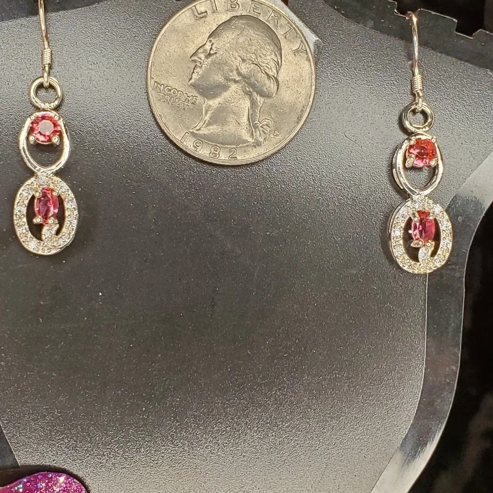 0199. NWOTs ~ Sterling Silver 👀 Pierced Earrings 🧡 Lab Orange Sapphires ~